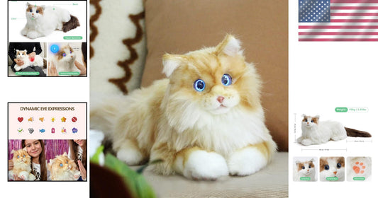 Realistic Interactive Robot Cat with Touch Sensors - Type-C Charging Convenience