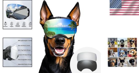 Adjustable UV400 Dog Sunglasses for Medium to Large Breeds - Windproof & Stylish