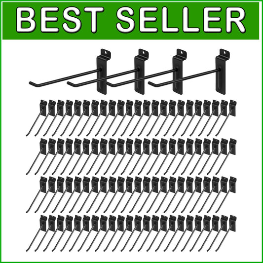 8-Inch Heavy Duty Matte Black Slatwall Hooks - 96-Pack for Versatile Storage