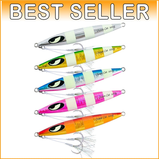 Vibrant Fishing Jigs - Mustard Hooks & Glow Strips for Optimal Fishing Success