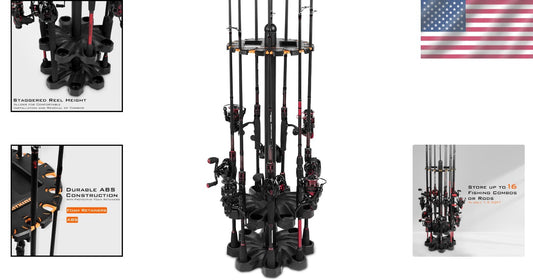 Durable V16 Fishing Pole Rack - Freestanding Design Holds 16 Rods Effortlessly