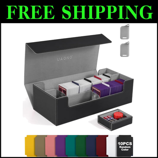 Stylish Faux Leather Card Organizer with Magnetic Closure, Holds 1300+ Cards