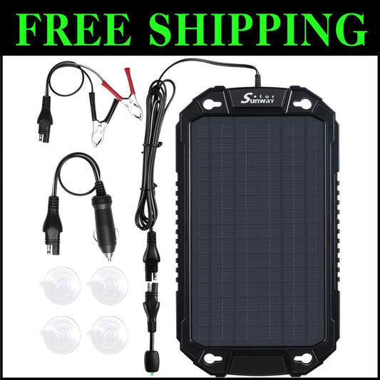 Waterproof Solar Battery Maintainer - 12V Charger for Cars, Trucks & Marine