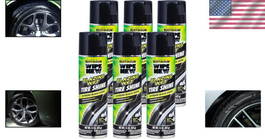 Enhanced Tire Appearance with Blazing Wet Shine - Long-Lasting Formula, 6 Pack