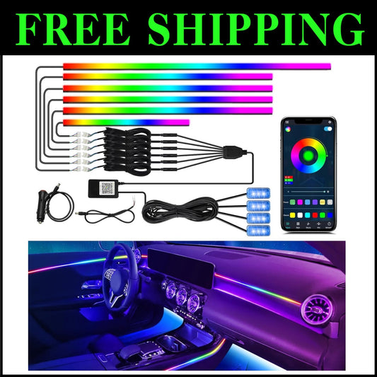 Dreamcolor 10-in-1 Waterproof Car LED Strip Lights with APP Control & 213 Modes
