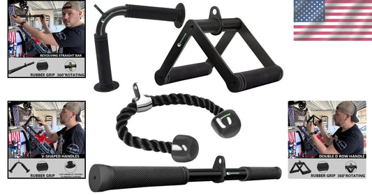 Cable Machine Attachment Set: V Handle, Rotating Bar & Triceps Rope for Home Gym
