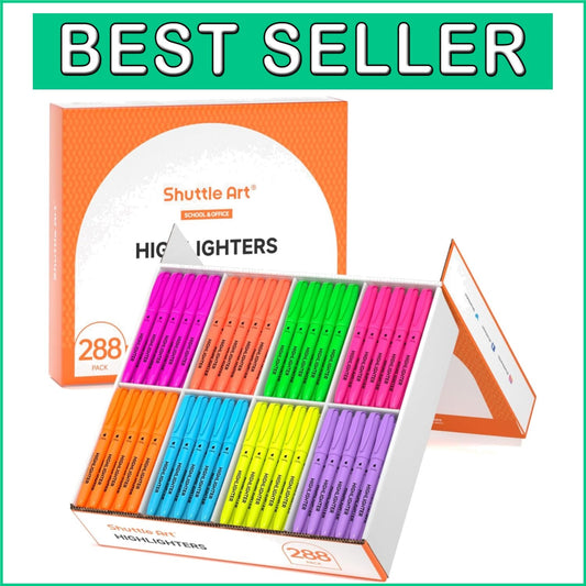 Assorted 288 Pack Highlighters - 8 Bright Non-Toxic Colors for School & Office