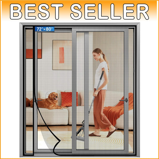 Upgraded PET Magnetic Screen Door - Insect-Proof & Pet Friendly - 72" x 80"