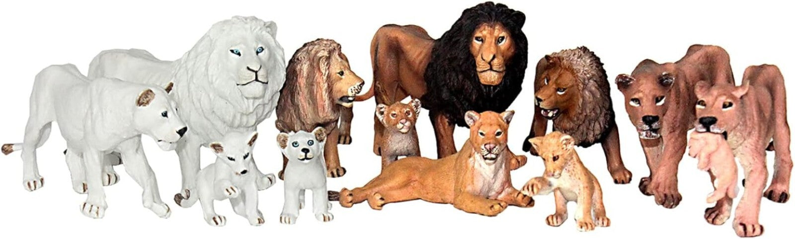13-Piece Realistic Lion Figurines Set - Eco-Friendly Jungle Animal Toys
