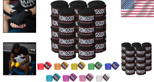 Black Unisex Mexican Style Boxing Hand Wraps (10 Pairs) with Hook & Loop Closure