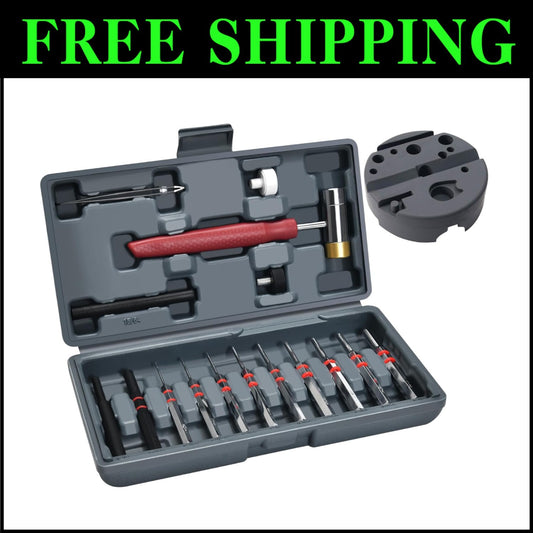 Versatile Steel Pin Punch Set with Hammer & Bench Block – Repair Tool Essentials