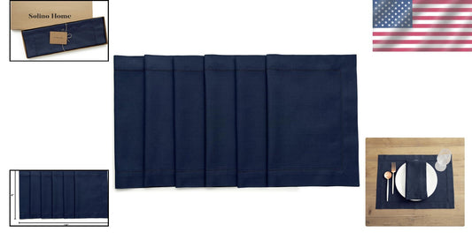 Elegant Navy Placemats Set of 6 - Handcrafted Cotton Linen for Every Occasion