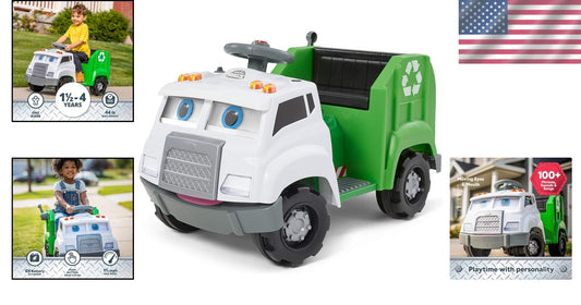6 Volt Real Rigs Recycling Truck - Safe Ride-On Toy for Toddlers 1.5-4 Years