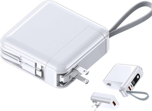 4-in-1 LED Display Power Bank with Built-in Cables - Lightweight & Travel Ready