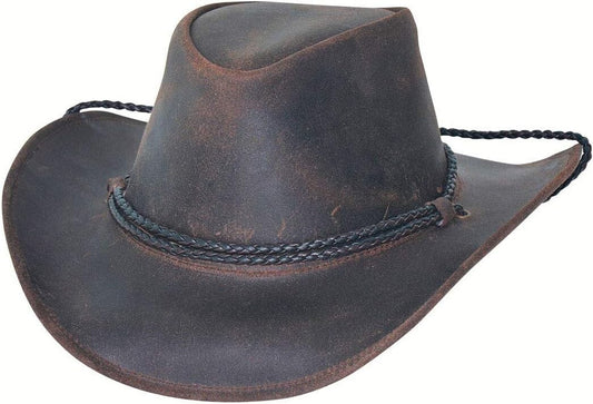 Authentic Bullhide Hilltop Cowboy Hat - XL Chocolate Leather with Braided Detail