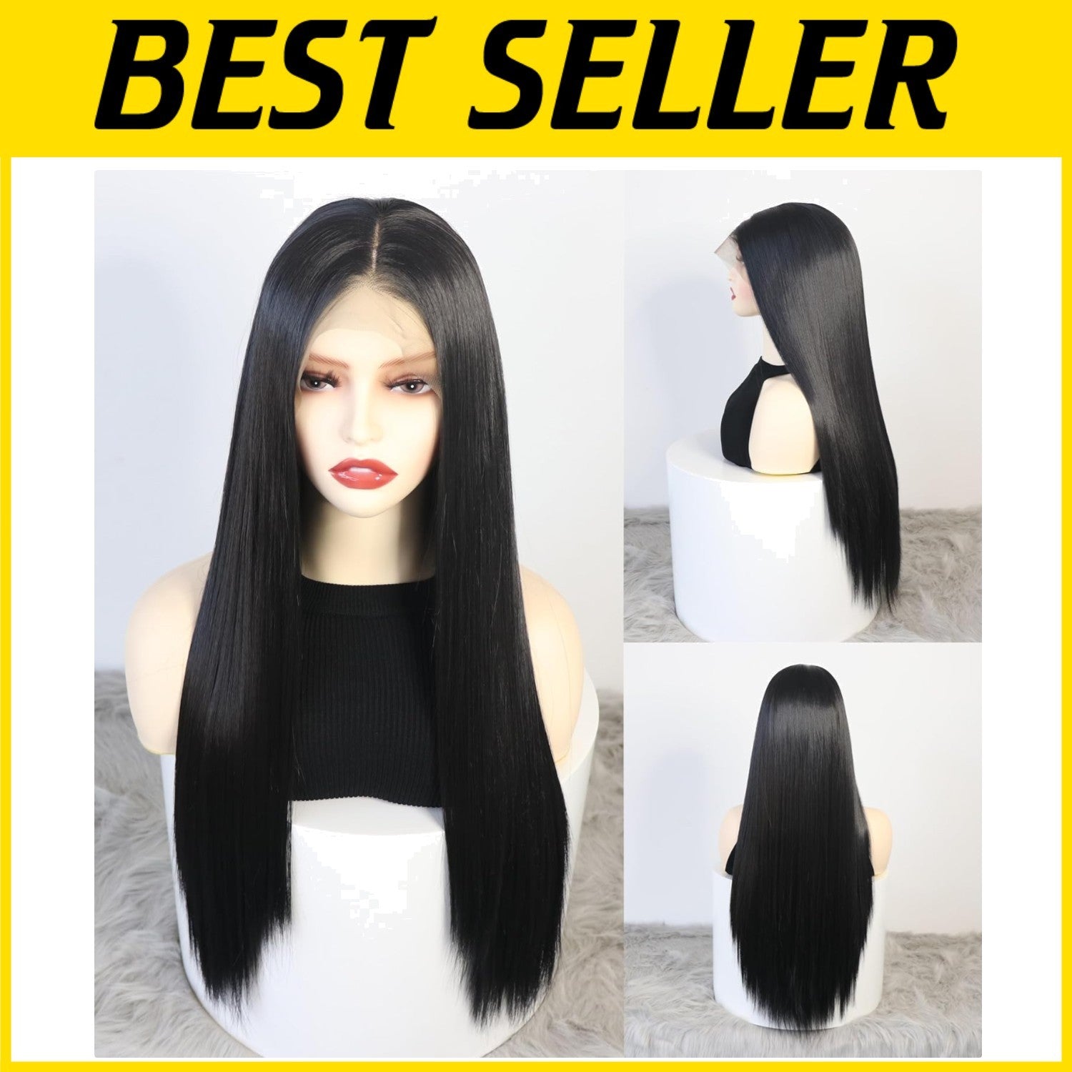 Adjustable 24-Inch Long Straight Synthetic Wig - Comfortable and Chic