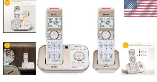 Champagne Gold/White DECT 6.0 Phone - 2 Handsets with Voice-Activated Answering