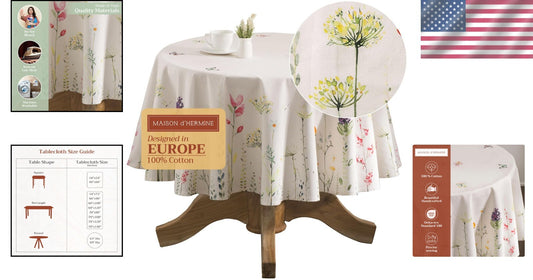 Charming Watercolor 63" Round Tablecloth - European Style for All Seasons