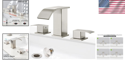 Sophisticated Brushed Nickel 8 Inch Waterfall Faucet with Easy Installation Kit