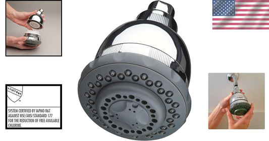 Wall-Mounted Filtered Showerhead – 10,000 Gallon Capacity with Massage Settings