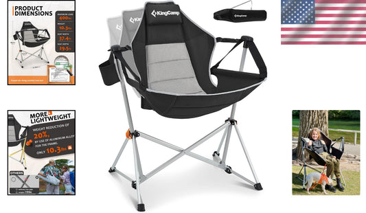 Aluminum Alloy Hammock Chair - Folding Rocker with Mesh Back for Camping Comfort