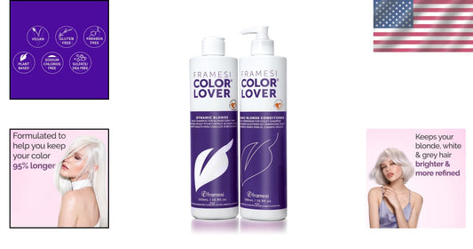 Color Lover Vegan Purple Shampoo & Conditioner Set for Long-Lasting Hair Color