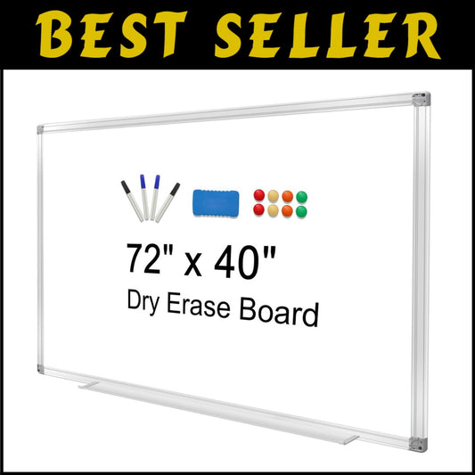 72"x40" Magnetic Dry Erase Board - Wall-Mounted Aluminum Presentation Tool