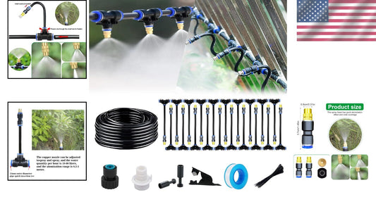 82FT Automatic Copper Nozzle Irrigation System with 20 Adjustable Sprayers