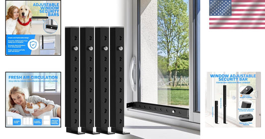 4 Pcs Vertical Window Security Bars - Adjustable Lengths for Enhanced Safety