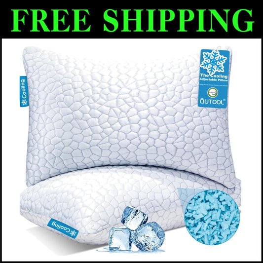 Luxury Cooling Pillows Set of 2 - Soft Gel Memory Foam for Side & Back Sleepers