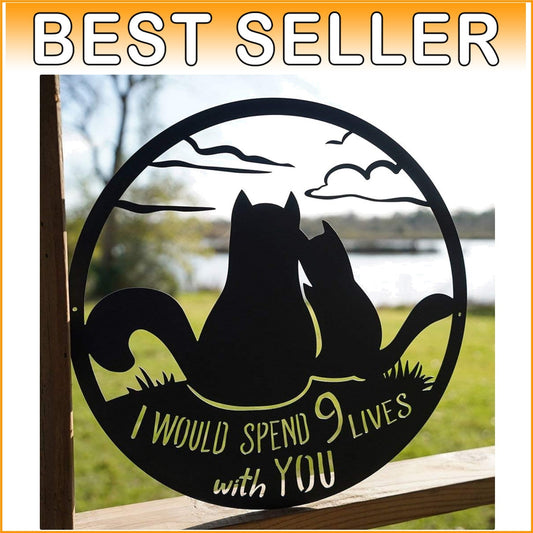 Celebrate Love with 9 Lives Together Valentine's Sign - Perfect for Cat Lovers