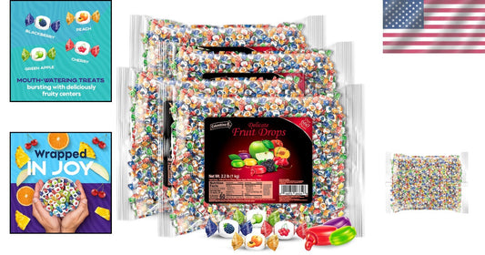 Bulk Pack of 4 Delicious Fruit Drops - 2.2lbs of Assorted Candies to Enjoy