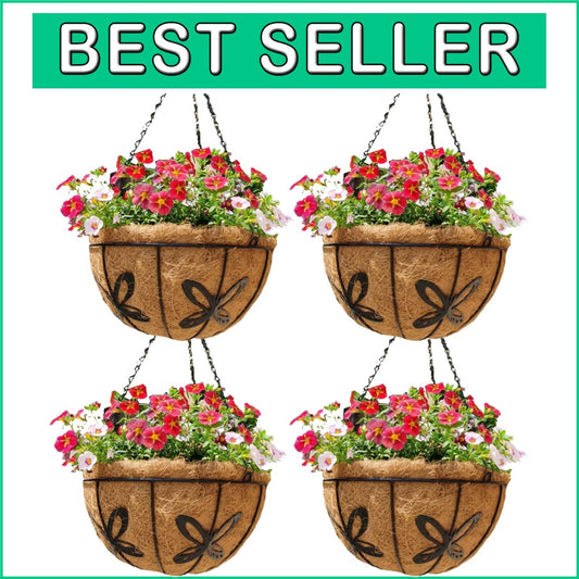 Classic 14-Inch Outdoor Hanging Baskets - Durable Design with Coco Fiber Liners