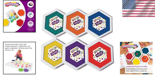 Classic 6-Color Jumbo Washable Ink Pads - Perfect for Classroom & Home Projects