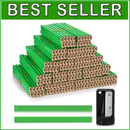 200 Pcs Flat Carpenter Pencils & Sharpeners - Perfect for Woodworking Precision