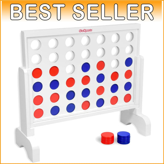 Fun 2ft Wide Wooden 4 in a Row Game with Quick Setup for Indoor & Outdoor Play