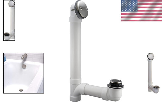 Tarnish-Free Brushed Nickel Bath Drain with PVC Tubing for Easy Installation