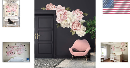 Vibrant Peony Bouquet Removable Wall Decals - Perfect for Bedroom and Nursery