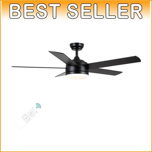 Dimmable LED Black Ceiling Fan with Remote Control - 3 Color Temperatures