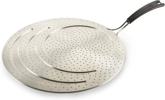 13" Stainless Steel Splatter Guard with Stay-Cool Handle for A Cleaner Kitchen