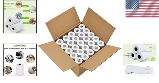 100-Pack of Smooth 2 1/4" x 50' Thermal Paper Compatible with Major POS Systems