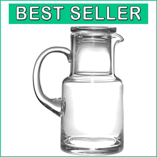18 oz European Quality Glass Water Carafe with Lid and Tumbler - Dishwasher Safe
