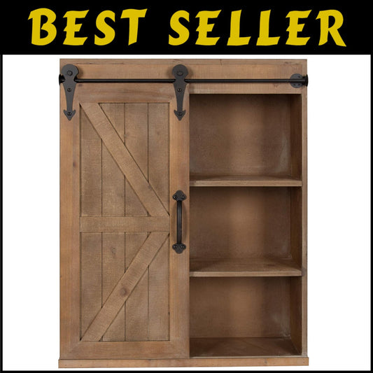 Durable Rustic Brown Bathroom Storage Cabinet with Easy-Access Sliding Door