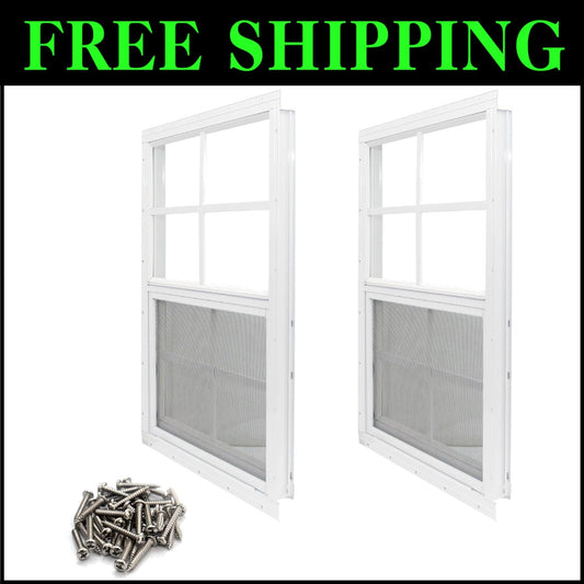 Durable 14x21 Shed Windows with Tempered Glass - 2 Pack for Sheds & Garages