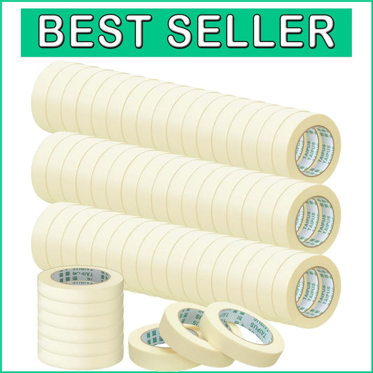 Bulk 60 Rolls Masking Tape - 1 Inch x 55 Yards for Arts & Crafts and Painting