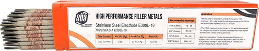 High-Performance E308L-16 Stainless Steel Electrode, 12" x 3/32", 4.4 LB