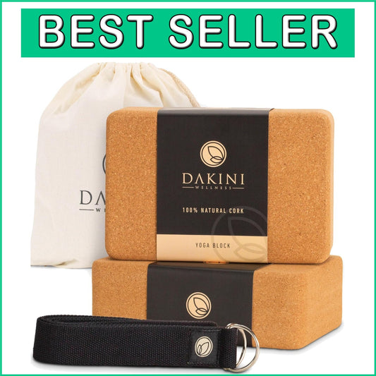 Eco-Friendly Yoga Blocks 2 Pack with Adjustable Strap - 9x6x3 Inch Durability