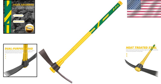36" Ergonomic Heavy-Duty Garden Mattock with Forged Steel for Efficient Digging