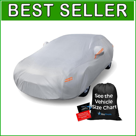 Durable 10-Layer w/ Zipper Access Car Cover - Waterproof for All Conditions