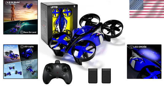 Exciting 2-in-1 Mini Drone & Racing Car for Kids - Remote Control Fun in Blue!